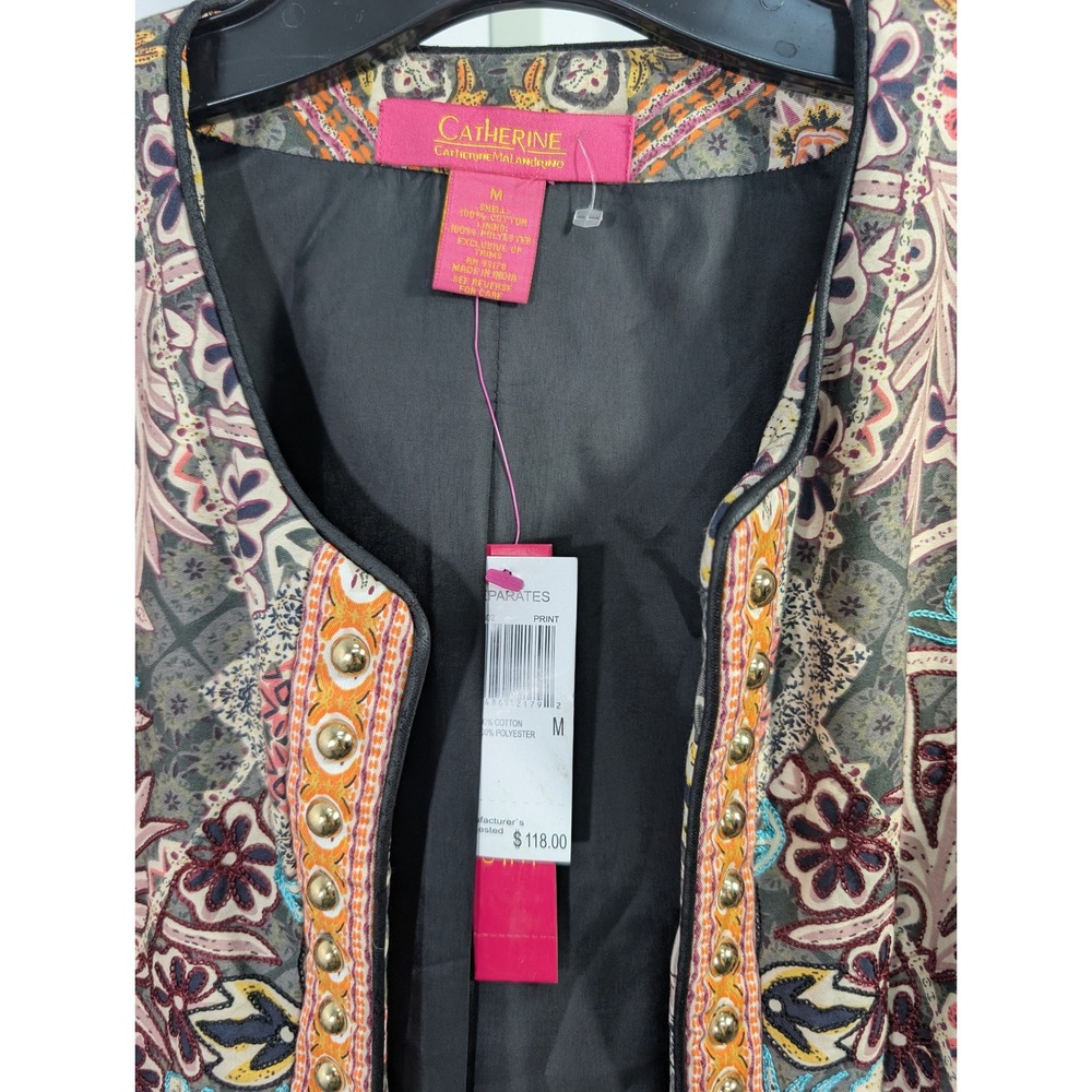 Catherine‎ Catherine Malandrino Studded Tapestry Print Jacket Womens Medium NWT - Picture 2 of 4